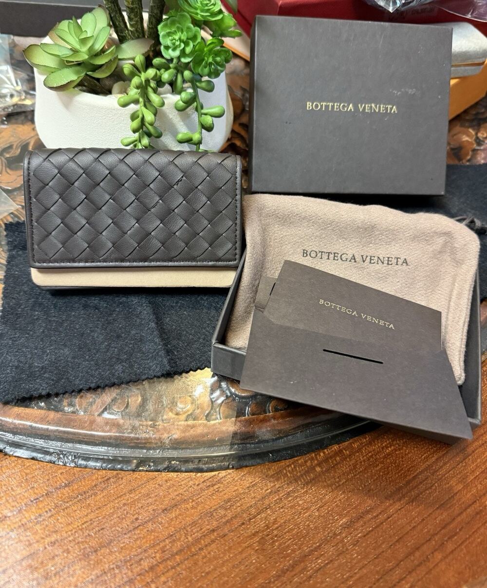 BOTTEGA VENETA Card Case Intrecciato Lambskin Leather With Box And Dust Bag
